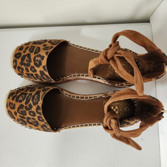Vince Camuto Binadee Ankle Tie Low Platform Espadrilles Leopard Print Size 8M - Picture 5 of 9
